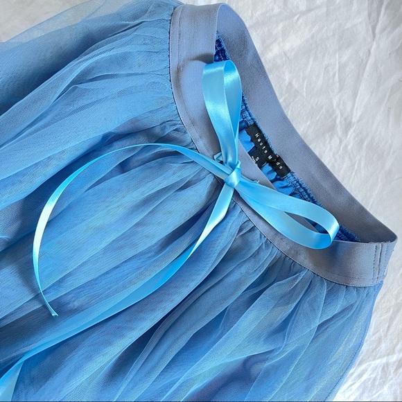 Baby blue mesh maxi flowy ballerina tutu skirt with lace ribbon - Picture 6 of 6